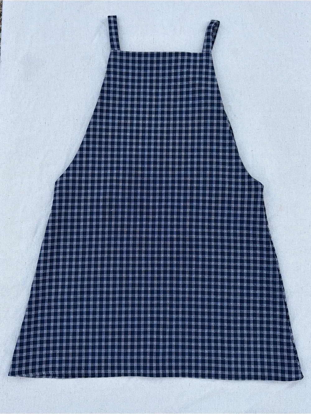 Purrr Melrose Blue Plaid Overall Apron Mini Dress, Cottagecore Granola Summer